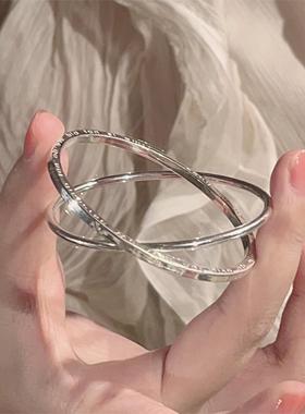 楚噢CHUO足银9999四叶草双环手镯轻奢小众气质纯银甜美送女生礼物