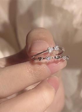 楚噢CHUO纯银S925蝴蝶结爱心戒指甜美轻奢情侣女款闺蜜礼物气质