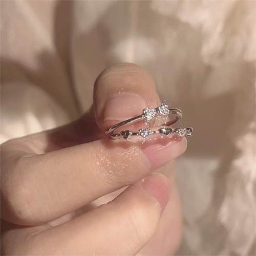 楚噢CHUO纯银蝴蝶结爱心戒指