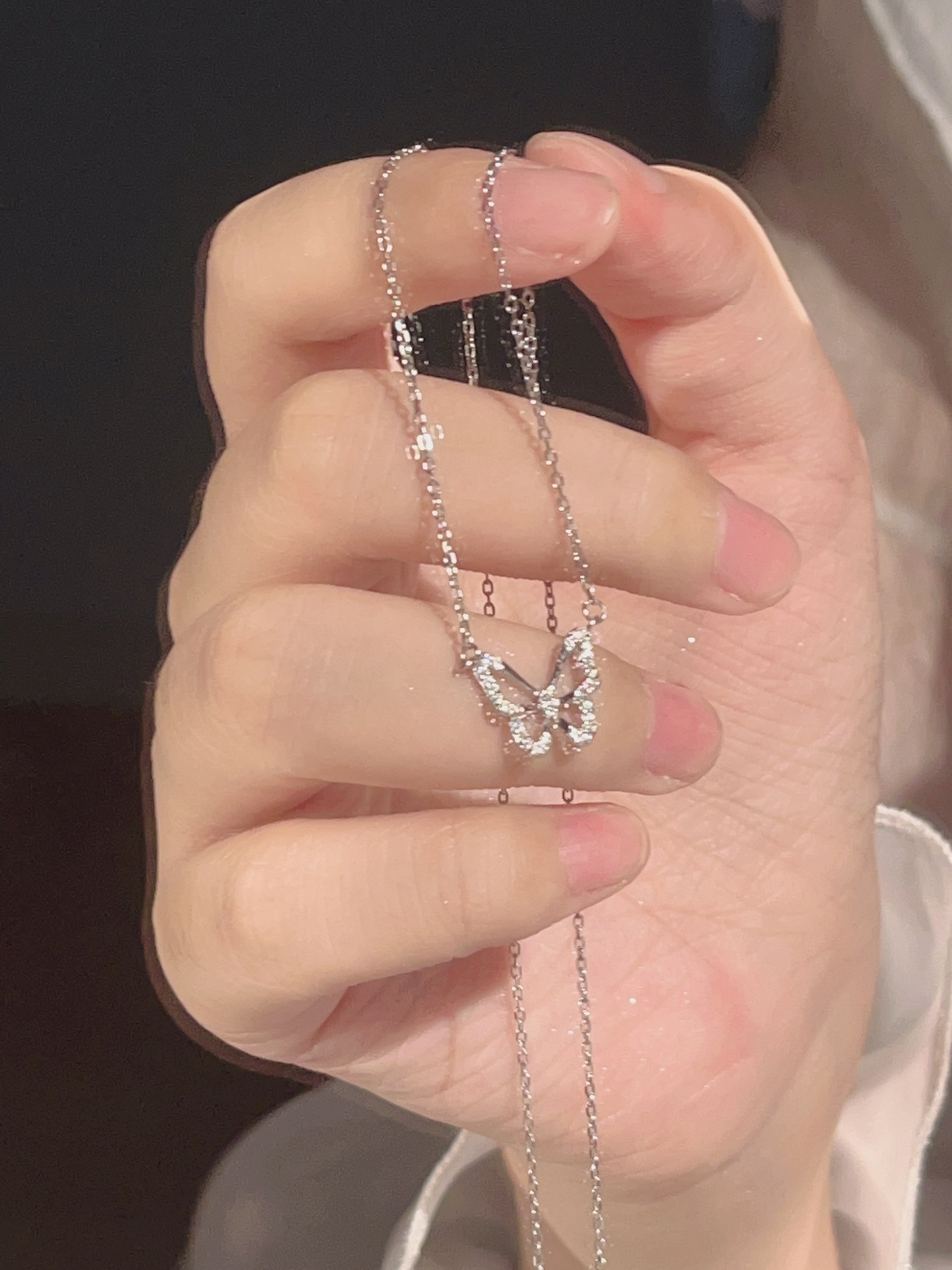 CHUO楚噢纯银S925蝴蝶项链经典女