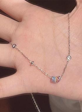 楚噢CHUO纯银S925银彩虹项链锁骨链轻奢女生闺蜜礼物小众甜美气质