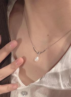 楚噢CHUO纯银S925银大珍珠项链锁骨链甜美轻奢女礼物新款小众设计