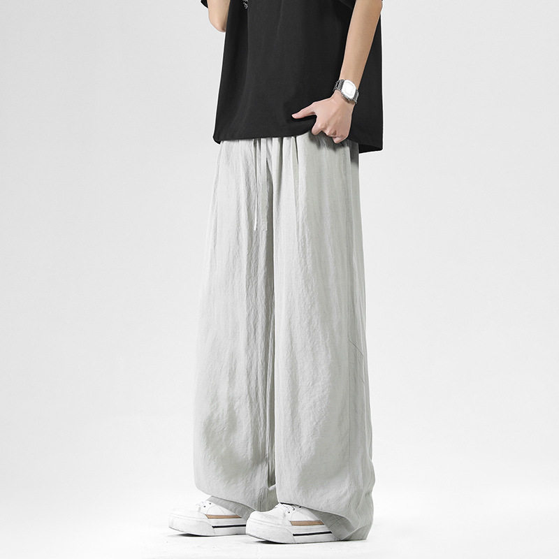 ACU男装|天丝亚麻布料休闲裤男2026夏季垂感宽松休闲阔腿裤子男