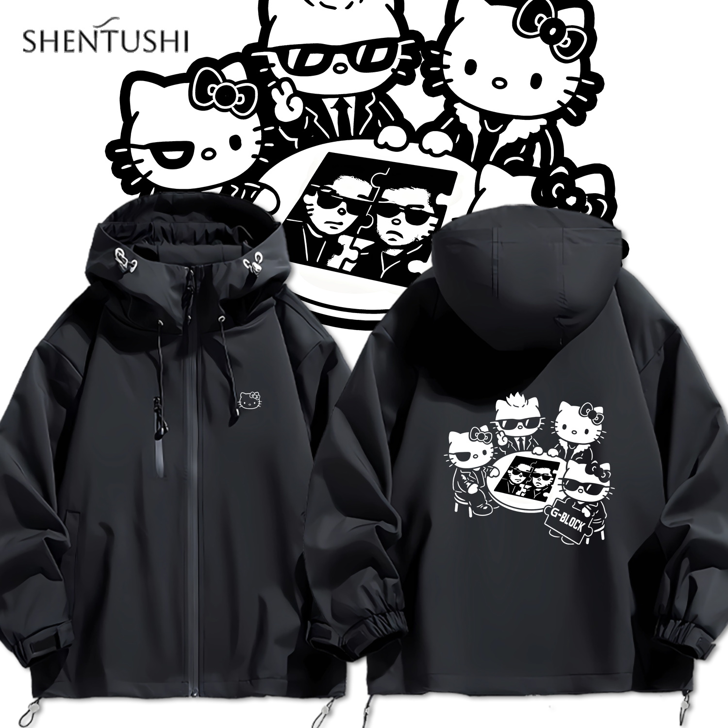 连帽秋冬新款宽松防风冲锋衣