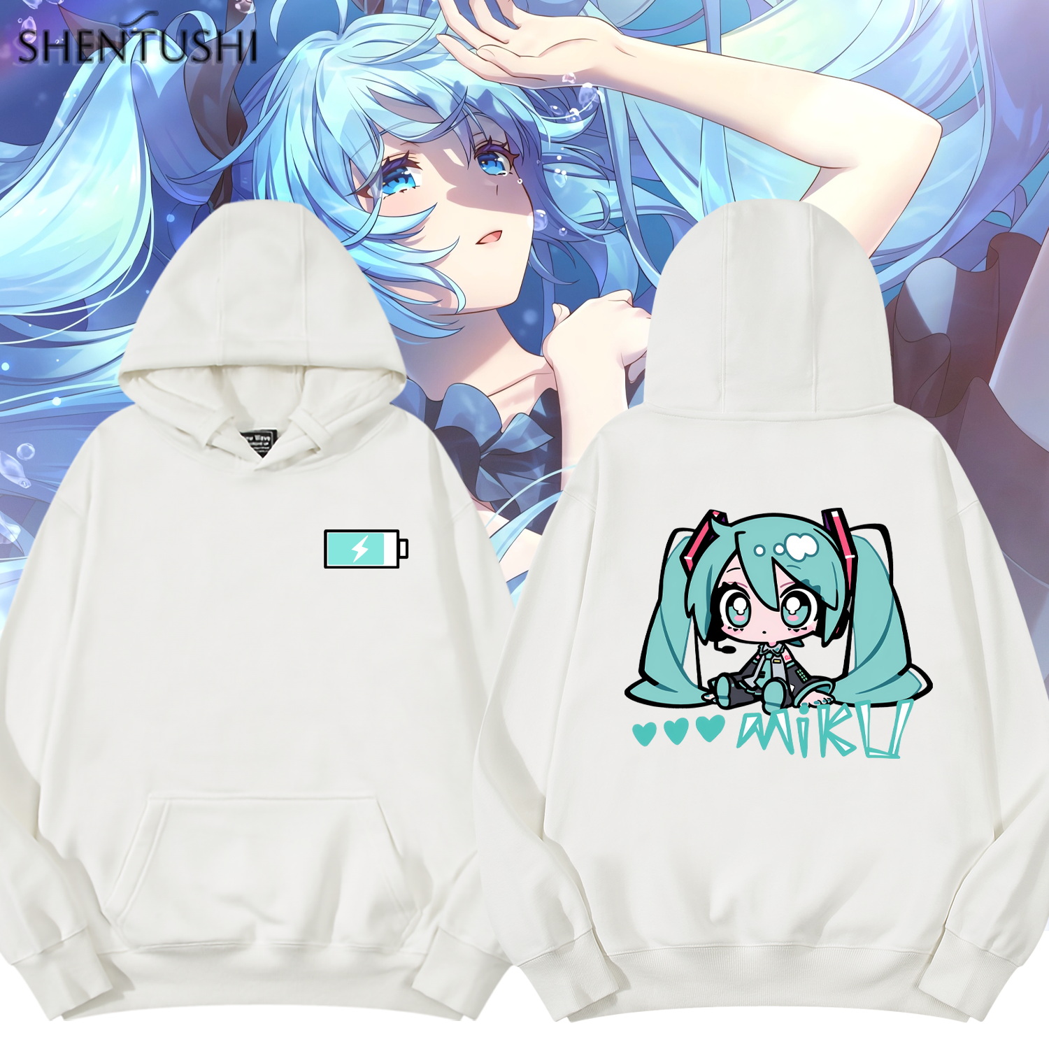 加绒柔顺亲肤保暖连帽卫衣