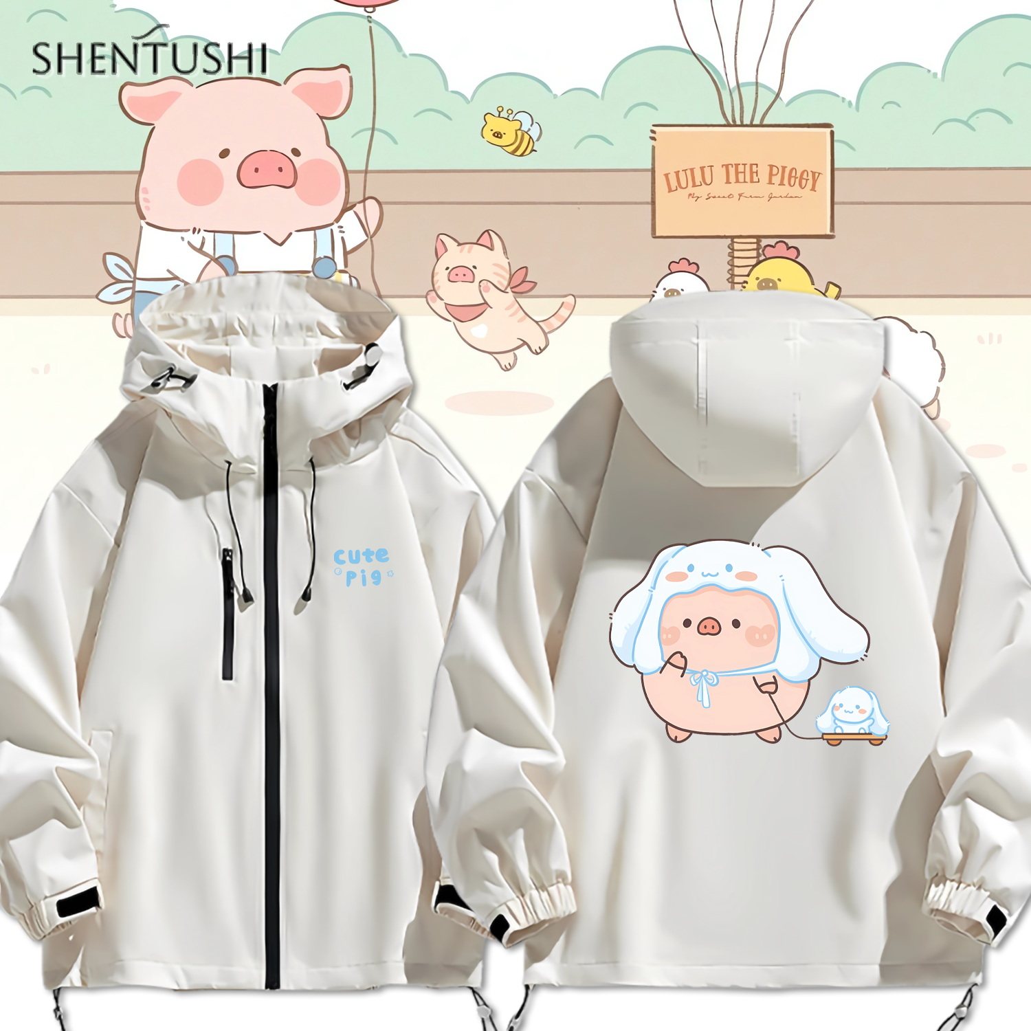 连帽秋冬新款宽松防风冲锋衣