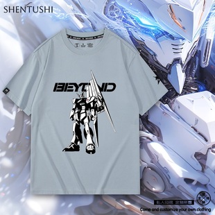 机动战士高达逆的夏亚牛BEYOND周边宽松夏季纯棉短袖T恤男女衣服