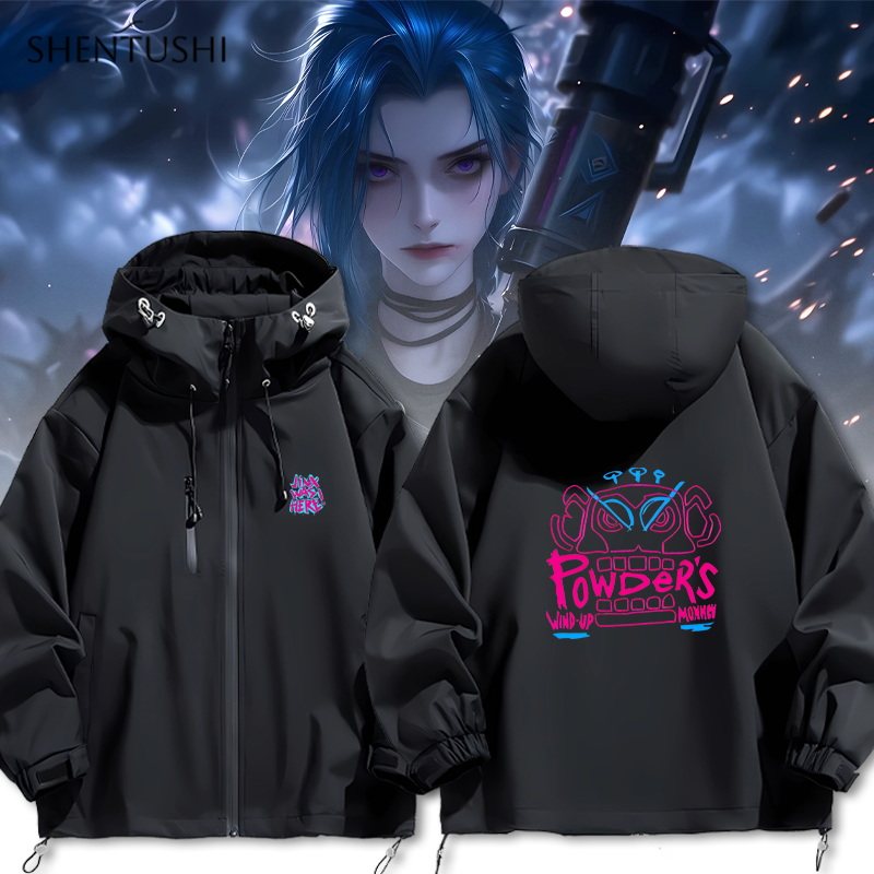 英雄LOL联盟双城之战2金克丝周边cos连帽冲锋衣夹克外套男女衣服