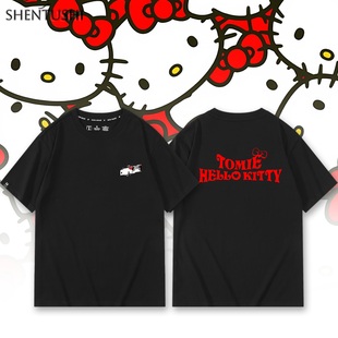 二次元KT猫动漫周边联名百搭休闲男女学生夏季纯棉短袖T恤衫衣服