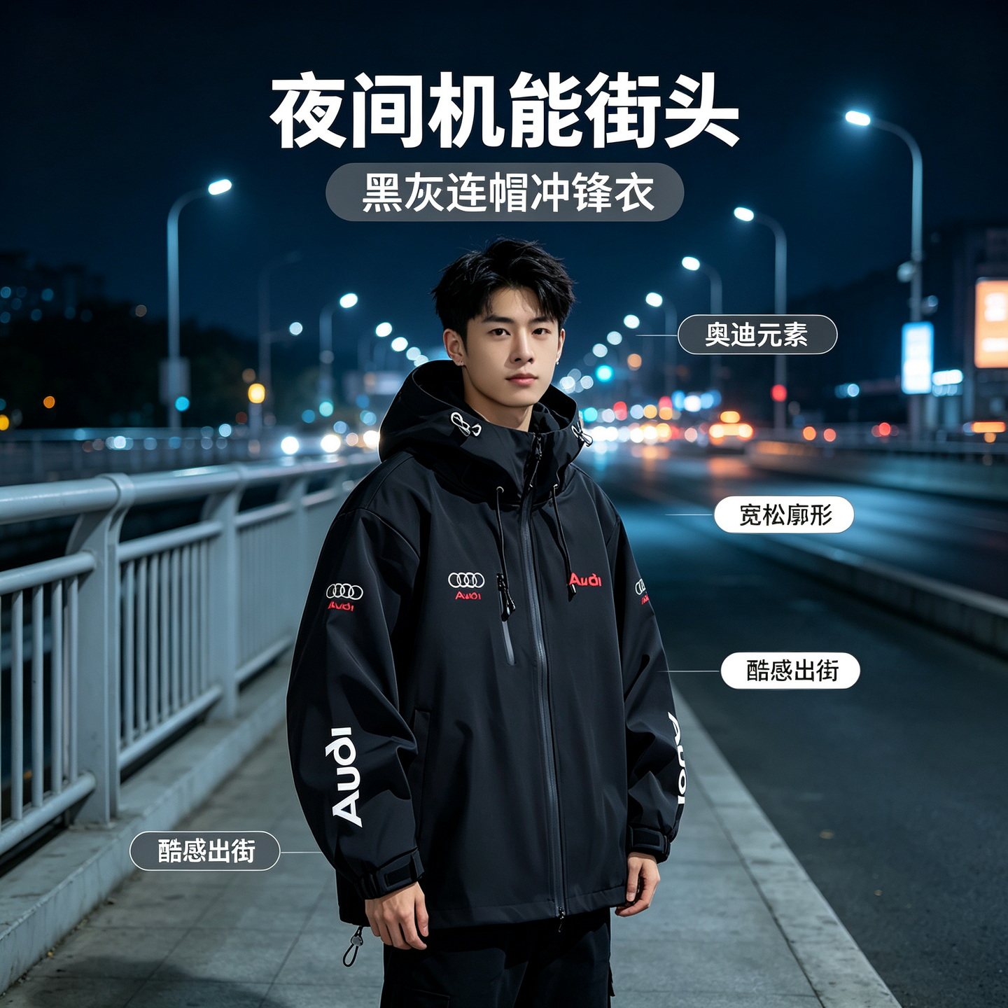 连帽秋冬新款宽松防风冲锋衣