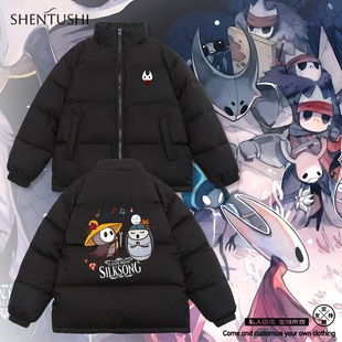 丝之歌大黄蜂空洞骑士冬季保暖无帽羽绒服白鸭绒男女生显瘦面包服