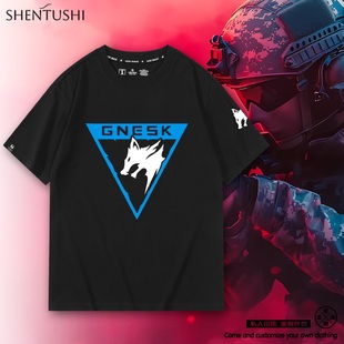 暗区突围游戏周边白狼连队章黑金国际同款cos短袖T恤男休闲夏衣服