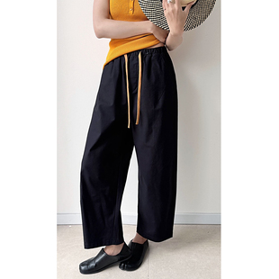 正品简谜粉标MY06010春装水洗棉九分直筒裤高腰休闲显瘦法棍裤子