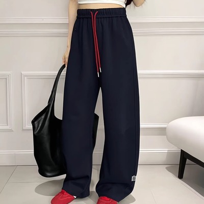 自由鱼2026春季高腰抽绳阔腿裤