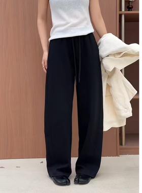 自由域正品NV休闲窄版阔腿裤女高腰显瘦长筒裤垂坠微弯刀裤99002