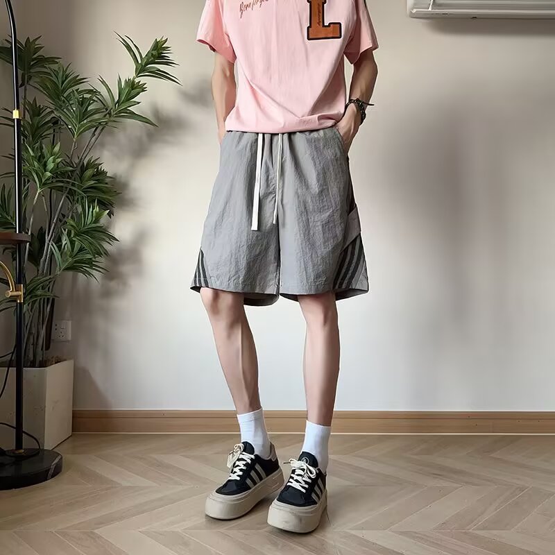 条纹撞色运动短裤男夏季薄款休闲