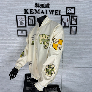 重磅潮牌复古字母刺绣棒球服男女秋冬季 高街宽松情侣外套 新款 美式