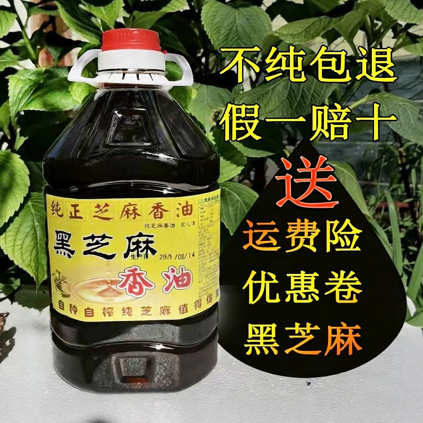国产熟黑芝麻现做黑芝麻香油正宗小磨香油黑芝麻油农家自榨5斤