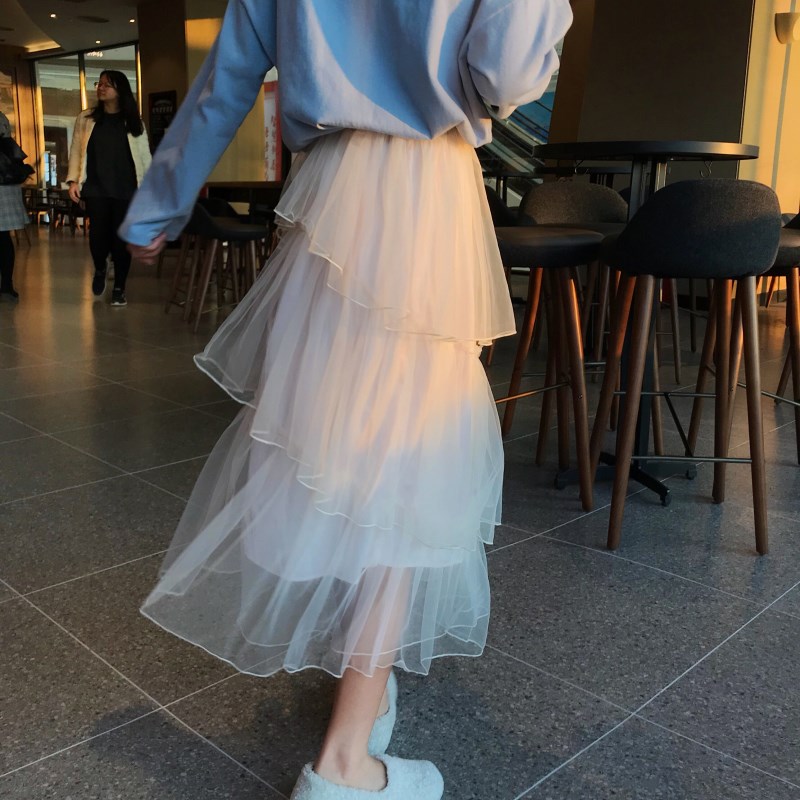 2019 Spring and summer new pattern Cake skirt Mid length version Paige Yarn skirt student Jacobs skirt fairy Long skirtsin the Women's clothing/Boutique , Skirts  category - from Buy2taobao.com to provide professional Taobao agent buy service