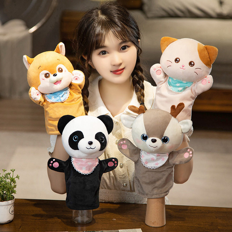 柴犬猫咪手偶玩具动物可张嘴手套安抚玩偶幼儿园故事表演腹语指偶图片