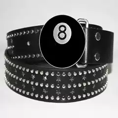 Trendy Men's Belt New Style Black 8 Graffiti Studded Belt Quirky Skull Stylish Young People Leather Belt