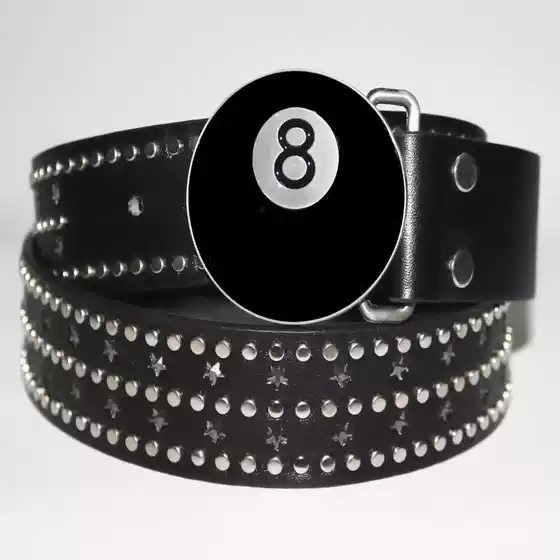 Trendy Men's Belt New Style Black 8 Graffiti Studded Belt Quirky Skull Stylish Young People Leather Belt