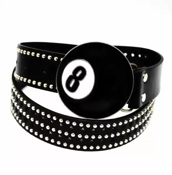 Trendy Men's Leather Belt with Black Graffiti, Quirky Hip-Hop Style Studded Belt, Versatile Casual and Stylish for Women