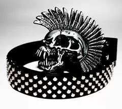 Rock Band Belt, Personalized Men's Belt, Trendy and Domineering, Mohawk Hairstyle, Men's Punk Skull Studded Belt
