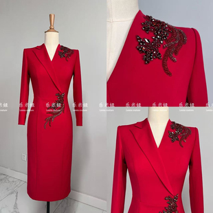 播音主持小礼服西装职业正装女演讲比赛服装高级感连衣裙艺考新闻