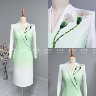 播音主持小礼服时尚气质正装连衣裙高级感教师演讲工作服比赛服装