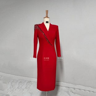 小众演讲艺考上镜连衣裙气质新闻服装 播音主持人小礼服西装 职业装