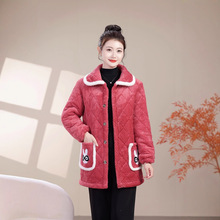 冬季睡衣单件上衣加绒加厚棉袄中老年人妈妈保暖棉衣中长款家居服