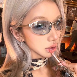 金属框 未来科技感甜美粉蓝墨镜女潮度假街拍凹造型太阳镜猫眼时尚