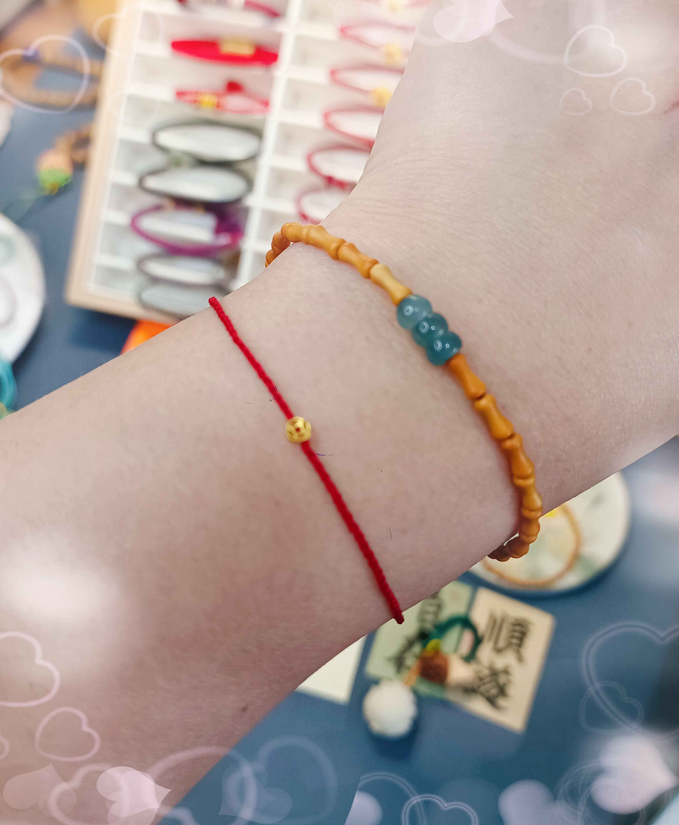 王妃原创橄榄核竹节手绳翡翠算盘珠木质文艺叠戴手链礼物极细款