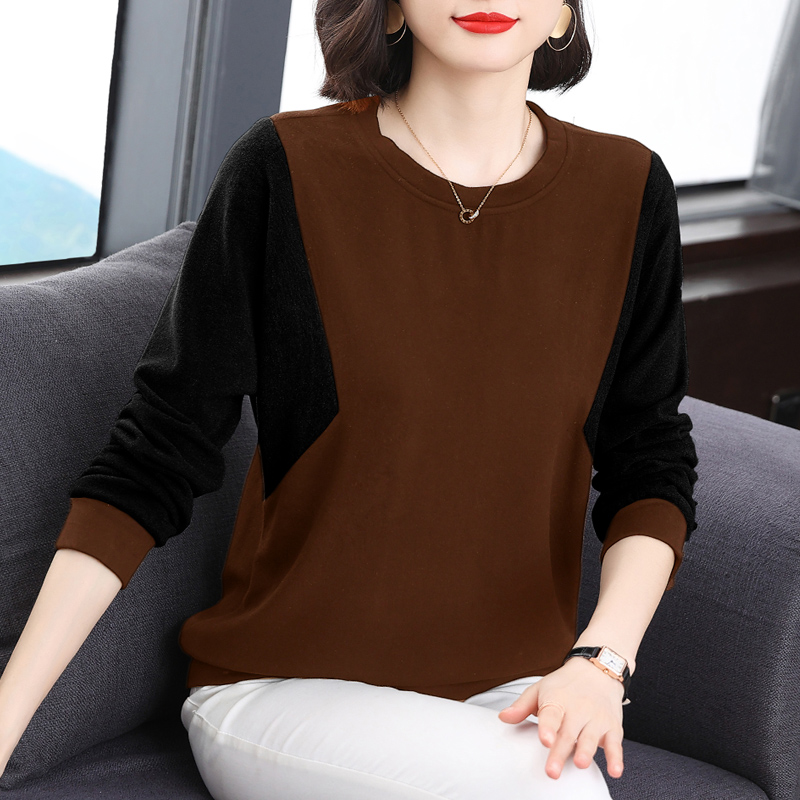 德绒长袖t恤女装2025秋冬新款大码胖mm宽松遮肚子女士上衣打底衫