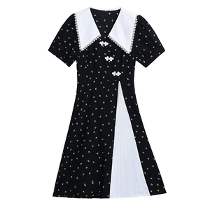 RM7606#大码女装2023夏季新款胖妹妹旗袍改良版时尚修身中长款连衣裙