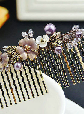 Christ发饰复古金属插梳发夹日韩盘发发梳丸子头发插刘海梳刘海夹