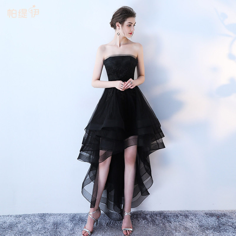 晚礼服少女2025新款抹胸小礼服名媛小香风连衣裙性感聚会前短后长