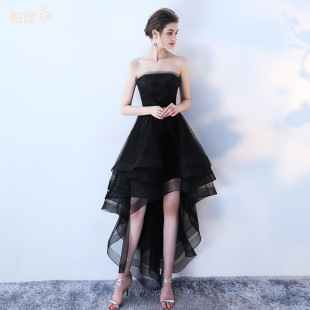 晚礼服少女2026新款抹胸小礼服名媛小香风连衣裙性感聚会前短后长