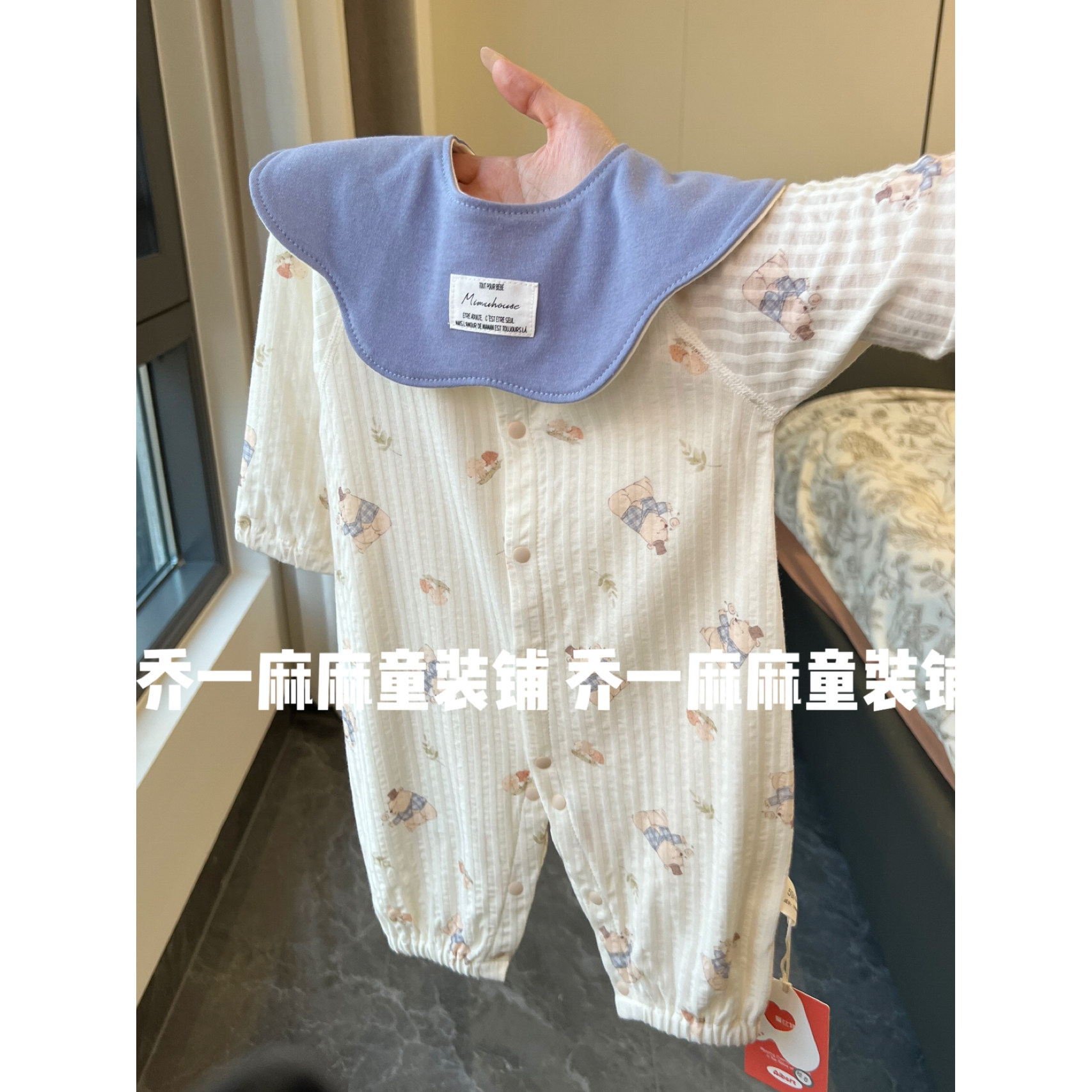 婴儿连体衣夏季纯棉衣服夏天新生儿空调服长袖睡衣薄宝宝哈衣夏装