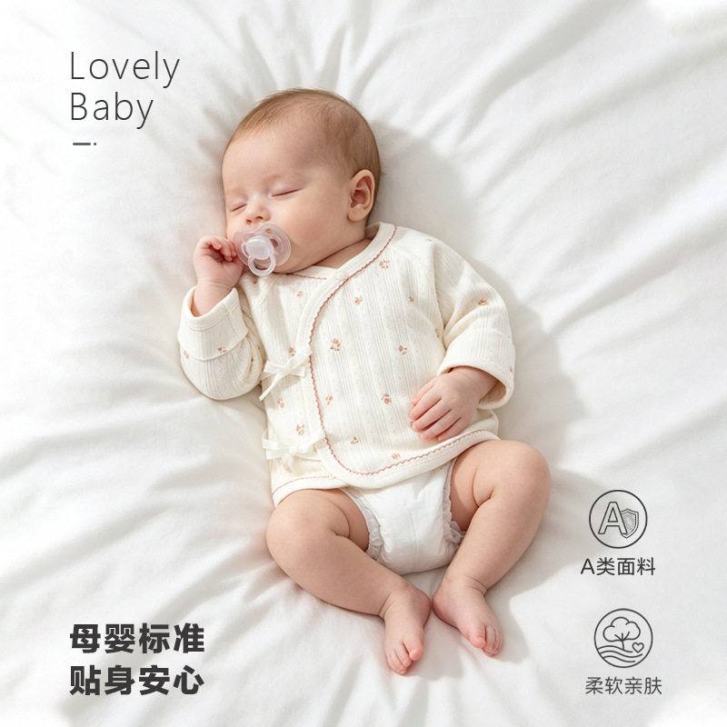 a类纯棉无骨长袖半背衣初生上衣