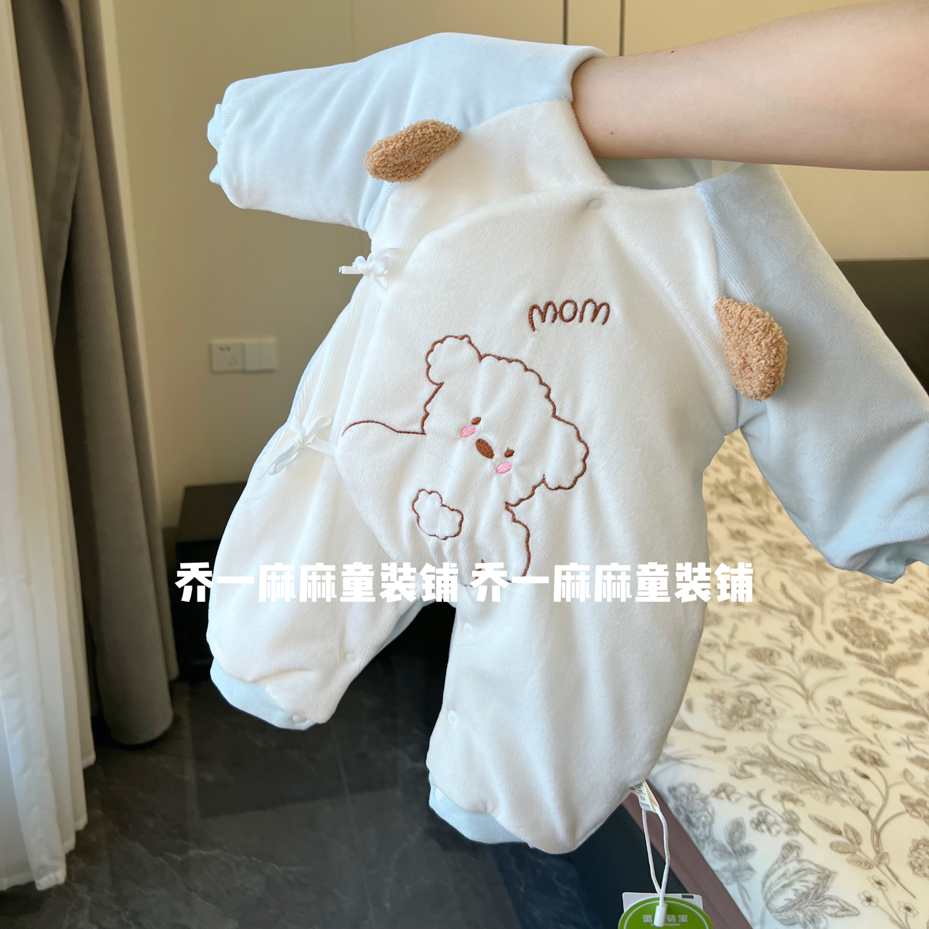 新生婴儿衣服秋冬款夹棉可爱哈衣初生宝宝连体衣新生儿纯棉和尚服