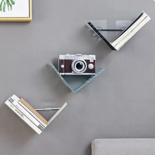 铁艺置物架V字型家居收纳整理墙上免钉自粘客厅卧室装 饰架壁挂