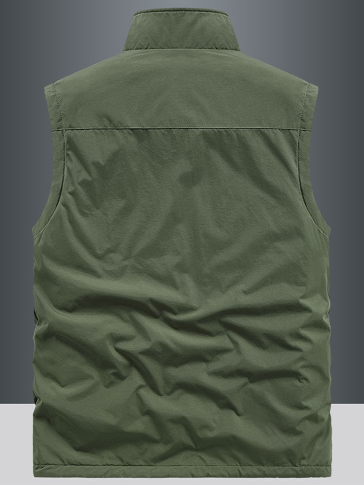 AUTUMN AND WINTER REVERSIBLE POLAR FLEECE VEST MENS FISHING SHOULDER OUTDOOR QUICK-DRYING FLEECE HORSE CLIP MENS STAND-UP COLLAR VEST