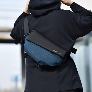 斜挎包男潮牌大容量机车单肩包时尚 机能磁吸扣骑行运动邮差包胸包