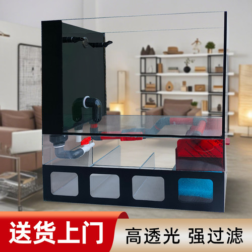 底滤一体鱼缸溪流缸桌面客厅家用超白生态缸超强过滤