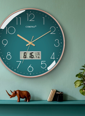 康巴丝时钟客厅挂钟创意网红时尚钟表大气挂表北欧轻奢静音电波钟