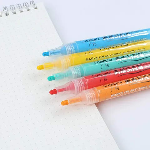 1000水性广纳石头丙烯绘画记号笔彩绘笔涂鸦可水洗陶瓷48色马克笔