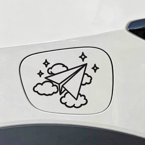 世麟车贴星云纸飞机简笔画高的地图旗熠青色油箱盖充电口通用贴纸