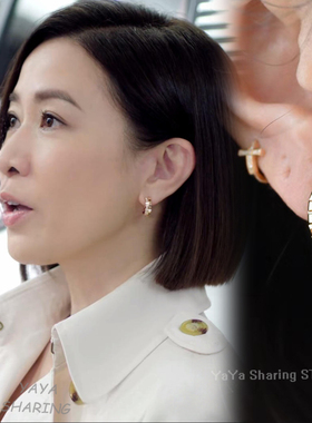 新闻女王2Man姐文慧心佘诗曼同款耳环高级感方糖镶钻小众耳扣耳饰